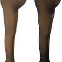 Bonuci 2 Pcs Women Maternity Pantyhose Winter Fleece Lined Tights High Waist Maternity Stretchy Pregnancy Warm Tights (Translucent Black and Gray Footed)