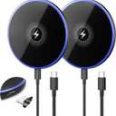 Wireless Charger 2Pack 6FT 15W Samsung Magnetic Wireless Charger Fast Charging Pad for Samsung Galaxy S25 Ultra/S24 FE/S23 Ultra/S22/S21/Z Google Pixel 9 8a 7a 8 7 Pro | Strong Magnet Technology (Black)
