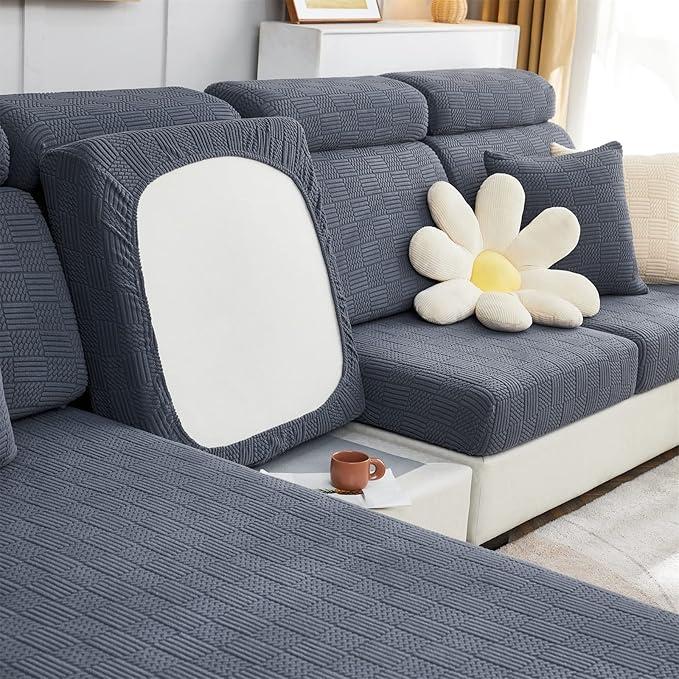 Universal Sectional Couch Cover, Stretch Individual Slip Covers for Sofa, Replacement Sofa Cushions L Shape, Seat Cover for Couch, Chaise Lounge Furniture Protector(Dark Gray,Large Single Seat Cover)