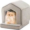 Orthopedic Cat House for Indoor Cats,Small Dogs,Super Soft Cat Bed Cave,Condos, Cubes,Cat Hideaway,Covered,Cat Bed for Kitty Small Medium Large Pet (Beige, 18" L x 15" W x 17" Th)