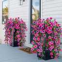 4 Pcs Artificial Fake Hanging Flowers Plants for Outdoor Decoration, Faux Daisy with Eucalyptus Leaves Fade Resistant Long Trailing Vines for Front Door Porch Balcony Patio (Light Purple Pink)