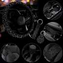 10 Pieces Leopard Print Car Steering Wheel Cover Center Console Armrest Pad Headrest Seat Belt Cover Handbrake Cover Keychain Coaster Full Set Car SUV(Leopard Print)