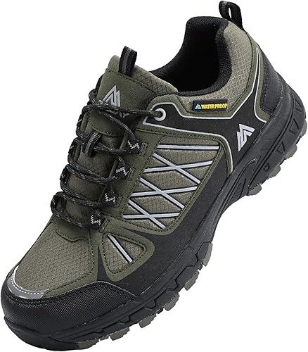 Queday Men's Waterproof Hiking Shoes Lightweight Anti Slip Outdoor Ankle Boots Breathable Hike Trekking Trails Shoe Size 45