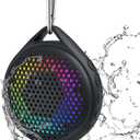 Bluetooth Shower Speaker, IP67 Waterproof with RGB Light, Portable with Hi-Fi Sound and Built-in Mic, Supports TF Card, Wireless for Home, Outdoor, Travel (Black)