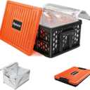Mymazn Trunk Crate Organizer with Cooler for Car, Collapsible Plastic Trunk Lid Organizer Box for Travel, Groceries, Sports, Home, Tailgating | Removable Insulated Cooler Set