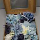 Multi Use Dusty Blue White Artificial Flowers Combo for DIY Centerpieces Arrangements Wedding Bridal Bouquet Table Chair Decor Candle Holder Baby Shower Cake Decor Flower Strips Home Dcor