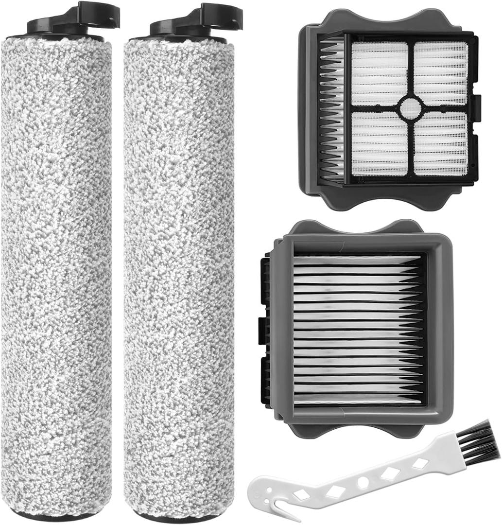 Replacement Brush Rollers and Filters for Tineco iFloor 3/ Floor One S3 Cordless Wet Dry Vacuum Cleaner, Replacement Parts include 2 Rollers + 2 HEPA Filters + 1 Cleaning Brush