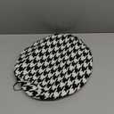 Women's Luxury Houndstooth Pattern Beret Beanie Hat (Black/White)