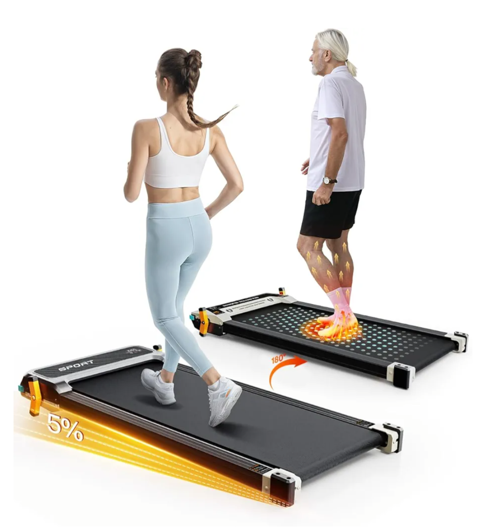 Walking Pad with Incline, Under Desk Treadmill, 2 in 1 Foot Massage Treadmill for Home&Office, 2.5HP Quite Portable Treadmill with Shiatsu Foot Massager, Incline Treadmill with LED Display