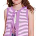 CharmWM Girls Sweater Vest Kids Casual Sleeveless Crochet Tops Color Block Tie Back Knit Tank Tops (7-8 Years, Light Purple)
