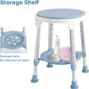 Shower Chair Stool for Inside Shower, Small Corner Plastic Stool for Shower 300 Lb,360 Swivel Bath Shower Seat for Seniors Adults Sitting, Adjustable Bathtub Stool with Storage Tray