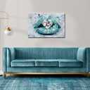 OuElegent Lip Canvas Wall Art Woman Fashion Diamond Painting Picture Teal Lips Artwork for Makeup Room Living Room Bedroom Wall Decor Giclee Prints Gallery Wrapped Ready to Hang 24x36 Inch