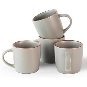 famiware Mercury Coffee Mugs 13 oz, Coffee Mugs Set of 4 with Handle, Cups for Latte, Hot Tea, Cappuccino, Mocha, Cocoa, Dark Grey