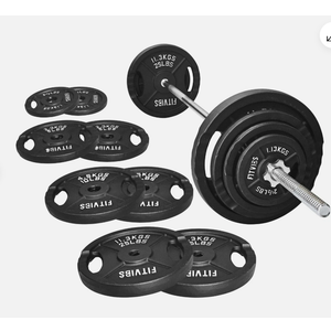 Fitvids Barbell Weight Set, Cast Iron 1" Standard Weight Plates Including 2x10kg, 4x5kg, 2x2.5kg