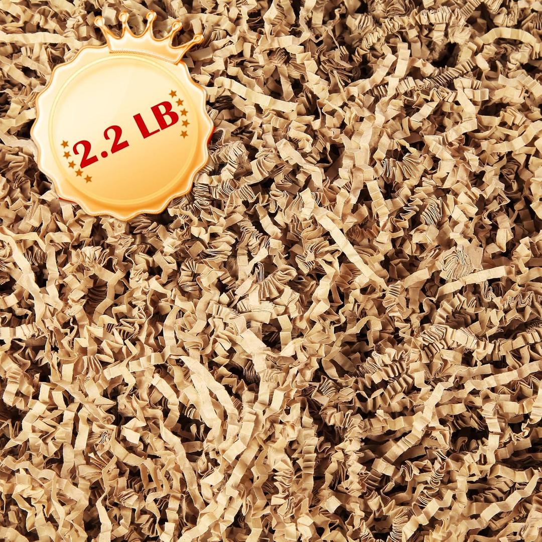 DUOTAN Brown Crinkle Cut Paper Shred Filler (2.2 LB), Shredded Paper for Gift Basket Filler, Gift Wrapping, Crinkle Paper Decoration for Birthdays, Weddings, Anniversaries