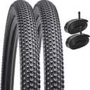 YUNSCM 26" Mountain Bike Tires 26x2.10/52-559 and 26" Bike Tubes Schrader Valve Compatible with Off Road Bike 26x2.0 26 x 2.10 26x2.125 Bicycle Tires and Tubes (Y-1088)