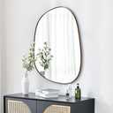 ELEHUME Asymmetrical Mirror for Wall Decor 23"*30", Modern Brass Framed Wall Mirror for Living Room Bathroom Bedroom Entryway ELE-STOU-0064G