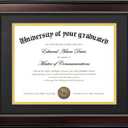 upsimples 11x14 Diploma Frame with High Definition Glass, Display 8.5x11 Certificate with Black over Gold Mat, Degree Document Frame for Wall and Tabletop, Mahogany with Gold Beads, 1 Pack