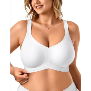 Vertvie Bras for Women No Underwire Wireless Support Bra Underarm-Smoothing Seamless Push Up Full Coverage T-Shirt Sports Bra, 2XL