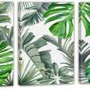 EAHunt Tropical Leaves Canvas Wall Art, Green Palm and Monstera Print,Nature Picture Plant Poster Botanical Wall Decor for Livingroom Modern Home Decor 12"x16"x3 Piece Set