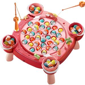 Magnetic Fishing ToysMagnetic Fishing Game for Toddlers Kids Children 3-6 Christmas New Year Birthday Gifts 35 Fish Holes, Upgraded Version (Pink)