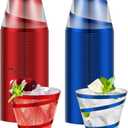Gejoy 9 oz Rimmed Swirl Plastic Cups Disposable Drinking Cups Clear Elegant Halloween Tumblers for Christmas Party Supplies(Red, Blue, 100 Pcs)