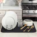 S&T INC. Dish Drying Mat XL, 18 x 24, Absorbent Microfiber Kitchen Counter Mat, Drying Pad for Dishes, Utensils, Pots and Pans, Extra Large, Diamond Texture, Black