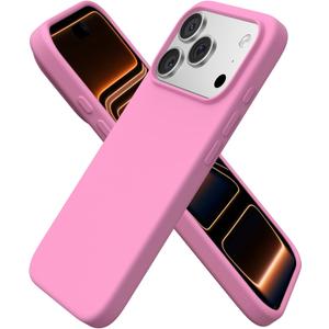 ORNARTO Compatible with iPhone 17 Pro Case 6.3", Slim Liquid Silicone 4 Layers Full Covered Soft Gel Rubber Shockproof Cover, Protective Phone Case for iPhone 17 Pro-Peach Pink
