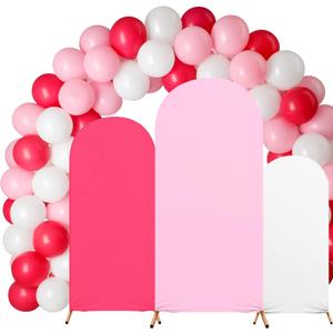 Mindsoft 101 Pcs Candy Colors Wedding Arch Backdrop Cover Set of 3, 4ft/5ft/6ft Spandex Fitted Stretchy Backdrop Stand Covers with 10'' Balloons for Bridal Shower Birthday Banquet Party Decoration