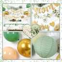 Baby Shower Decorations Sage Green Welcome Baby Sign Banner with Green Balloons Oh Baby Tablecloth Gender Neutral Baby Items Paper Pom Poms Decorations for Gender Reveal Party Supplies