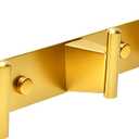 Gold Brushed Wall Mounted Coat Hook Rack - 3 Modern Heavy Duty Hooks for Bathroom, Kitchen, Entryway - Premium Coat, Towel, Robe Hanger