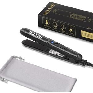 Mini Flat Iron, Ceramic Tourmaline Small Hair Straightener for Short Hair/Bangs, Dual Voltage Travel Hair Straightener, Portable Mini Straightener with Storage Pouch(Black)