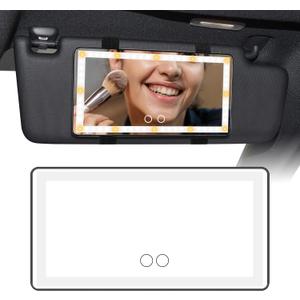 Car Sun Visor Vanity Mirror, Car Accessories for Women, Rechargeable Car Makeup Mirror, Universal Dimmable Touch Screen Cosmetic Mirror Car Accessories Compatible with Car Truck SUV (Black)