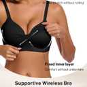 Ubras Push Up Wireless Bra Supportive Seamless Bra Shaping Bra for Big Breast Plus Size (Black, XXXL)