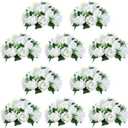 NUPTIO 10 Pieces White Fake Flower Ball Arrangement Bouquet 15 Heads Plastic Roses with Base, Suitable for Wedding Centerpiece Flower Rack for Parties Home Dcor