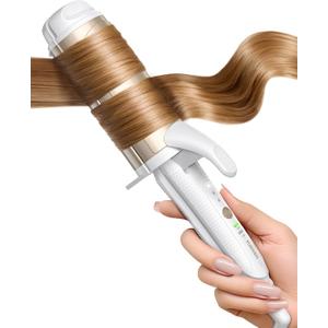 Dual-Voltage Curling Iron: 110V-240V 2 Inch Ceramic Wide Barrel 2-in-1 Curling Iron for Armpit to Mid Back Length Hair - Europe Travel for Loose Waves with Clamp