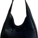 Faux Leather Tote Bag, Shoulder Bag for Women Satchel Handbag Crossbody Soft Women's Hobo Handbags (Black)
