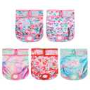 wegreeco Female Dog Diapers, Washable Reusable Pet Puppy Doggie Diapers for Small Medium Large Female Dogs in Heat Period, Doggy Period Panties Medium, Blossoms XL 5 Pack