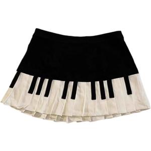 Piano Skirt Mini Skirts for Women High Waisted Whimsy Twee Skirt Y2k Harajuku Dark Coquette Aesthetic Grunge (Small, A-black-1)