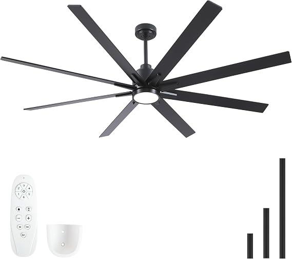 Rayqueen 72 Inch Black Ceiling Fans with Lights and Remote,Includes Downrod
Black Blades,6 Speed Reversible DC motor,3-color temperature dimmable LED.5.9/11.8/23.6 inch downrod