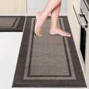 Kitchen Rugs Set (24" x 36"+24" x 60"), Non-Slip Machine Washable Kitchen Runner Rugs Floor Mats, Absorbent Comfort Standing Mat for Kitchen, Sink and Hallway, Rolled Packaging, Grayish Brown & Coffee