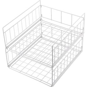 Wire Baskets Detachable Kitchen Storage Shelf, Tableware Dish Drying Rack for Pantry, Cabinet, and Wardrobe Organization, Rugged Metal Design, Easy Assembly, Space Saving, White