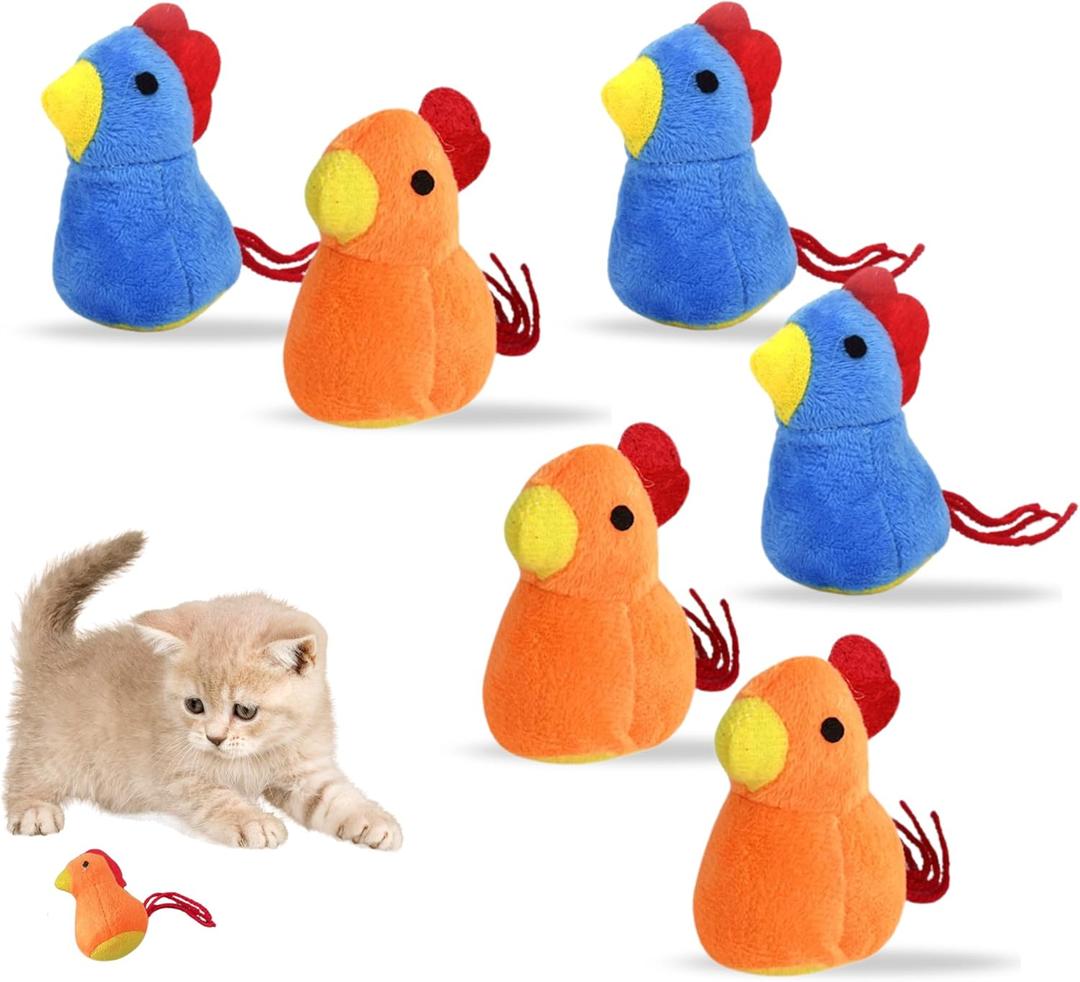 2 x Catnip Cat Toy, 6 Pack Chicken Bird Interactive Chew Kicker Toys, cat Toys for Indoor Cats, Boredom Relief Kitten Exercise, Soft Durable for All Breed