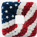 18 Inch Patriotic Red White Blue Large Square Shape Flower Wreath for Front Door, Forth of July American Flag Color Soft Touch Floral Wreath for Indoor and Outdoor, Independence Day Home Decor