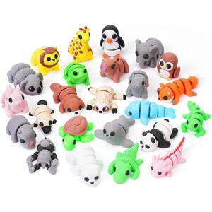 24PCS Mini 3D Printed Animals Set Christmas Stocking Gifts for Grandkids Articulated Flexible Toy Tiny Animals Figurines Exquisite Cute Pocket Pets Toy 3D Printed Miniature Figurines Desk Ornaments