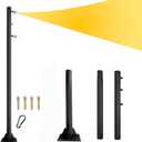 Sun Shade Sail Pole 9Ft Outdoor Sunshade Sail Post Support Awning Canopy Heavy Duty Metal Pole Kit for Outside Patio Garden Deck Playground Backyard