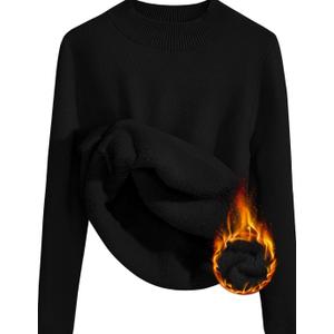 ZESICA Women's Fleece Sherpa Lined Sweater 2026 Winter Thermal Shirts Long Sleeve Mock Neck Slim Fitted Pullover Tops Medium