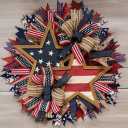 250th Anniversary Patriotic Wreath - Red White Blue Front Door Decor, 4th of July Memorial Day Wreath, All-Weather Farmhouse Outdoor Holiday Display (3.5"D x 17.8"W x 17.8"H)