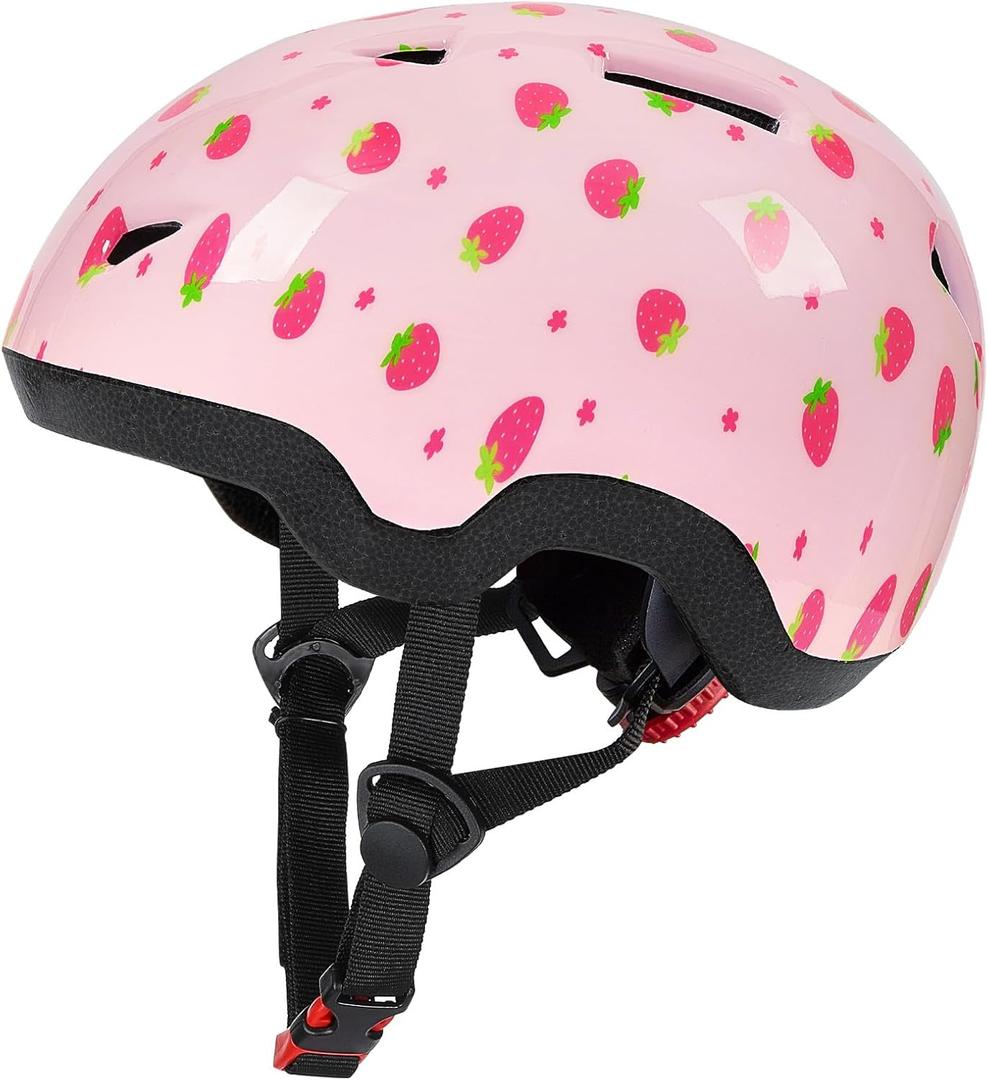 Toddler Helmet, Baby Infant Kids Bike Helmet for Kids Age 1-3/2-4/3-5/5-8 Adjustable Toddler Bike Helmets for Boys Girls for Scooter Skateboard Cycling (Pink-Strawberry)