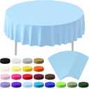 20 Pack Disposable Plastic Tablecloth Round, 84 Inch Premium Plastic Table Cover for Parties, Picnic, Camping, Birthday, Weeding (Light Blue, 84" Round)